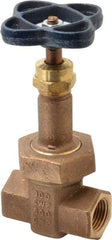 NIBCO - 1/2" Pipe, Class 300, Threaded Bronze Alloy Solid Wedge Rising Stem Gate Valve with Stainless Steel Trim - 600 WOG, 300 WSP, Union Bonnet - Industrial Tool & Supply