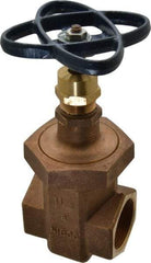 NIBCO - 1-1/2" Pipe, Class 300, Threaded Bronze Alloy Solid Wedge Stem Gate Valve - 600 WOG, 300 WSP, Union Bonnet - Industrial Tool & Supply