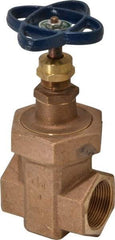 NIBCO - 1-1/4" Pipe, Class 300, Threaded Bronze Alloy Solid Wedge Stem Gate Valve - 600 WOG, 300 WSP, Union Bonnet - Industrial Tool & Supply