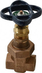 NIBCO - 1/4" Pipe, Class 300, Threaded Bronze Alloy Solid Wedge Stem Gate Valve - 600 WOG, 300 WSP, Union Bonnet - Industrial Tool & Supply