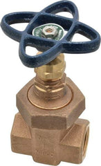 NIBCO - 3/4" Pipe, Class 300, Threaded Bronze Alloy Solid Wedge Stem Gate Valve - 600 WOG, 300 WSP, Union Bonnet - Industrial Tool & Supply