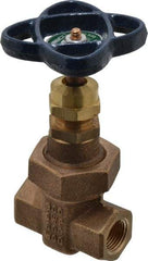 NIBCO - 3/8" Pipe, Class 300, Threaded Bronze Alloy Solid Wedge Stem Gate Valve - 600 WOG, 300 WSP, Union Bonnet - Industrial Tool & Supply