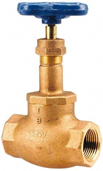 NIBCO - 1-1/4" Pipe, Threaded Ends, Bronze Integral Globe Valve - PTFE Disc, Screw-In Bonnet, 200 psi WOG, 125 psi WSP, Class 125 - Industrial Tool & Supply