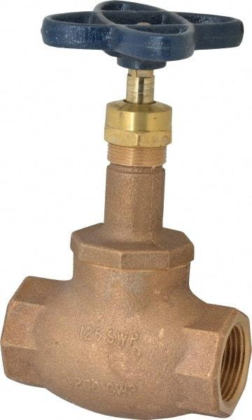 NIBCO - 1" Pipe, Threaded Ends, Bronze Integral Globe Valve - Bronze Disc, Screw-In Bonnet, 200 psi WOG, 125 psi WSP, Class 125 - Industrial Tool & Supply