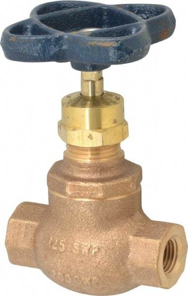 NIBCO - 1/4" Pipe, Threaded Ends, Bronze Integral Globe Valve - Bronze Disc, Screw-In Bonnet, 200 psi WOG, 125 psi WSP, Class 125 - Industrial Tool & Supply