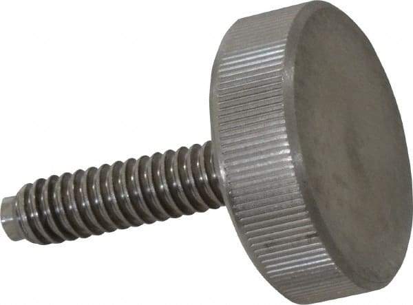 Gibraltar - 1/4-20 Knurled Shoulderless Dog Point Tip Grade 18-8 Stainless Steel Thumb Screw - 1-5/16" OAL, 1" Head Diam x 5/16" Head Height - Industrial Tool & Supply