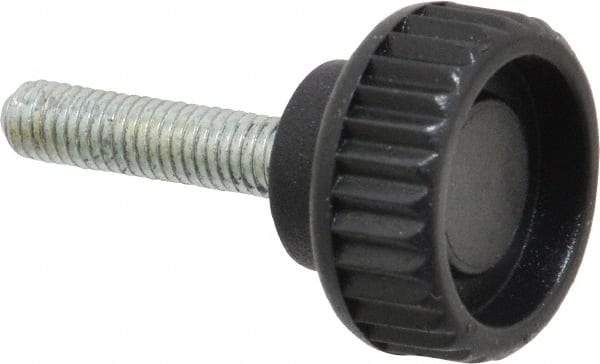 Gibraltar - #10-32 Knurled Shoulder Steel Thumb Screw - 1.33" OAL, 0.32" Head Height, Zinc-Plated Finish - Industrial Tool & Supply