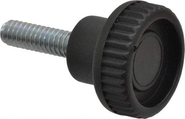 Gibraltar - 1/4-20 Knurled Shoulder Steel Thumb Screw - 1.42" OAL, 0.37" Head Height, Zinc-Plated Finish - Industrial Tool & Supply