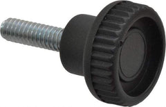 Gibraltar - 1/4-20 Knurled Shoulder Steel Thumb Screw - 1.42" OAL, 0.37" Head Height, Zinc-Plated Finish - Industrial Tool & Supply