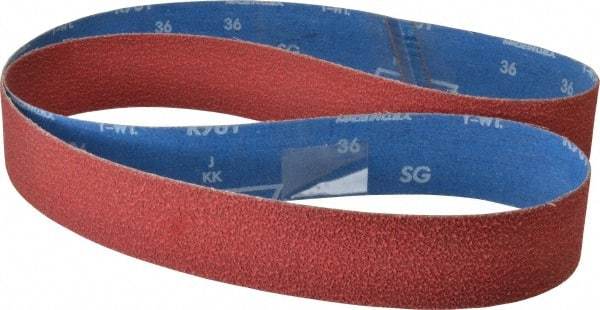Norton - 2" Wide x 72" OAL, 36 Grit, Ceramic Abrasive Belt - Ceramic, Very Coarse, Coated, Y Weighted Cloth Backing, Series R981 - Industrial Tool & Supply
