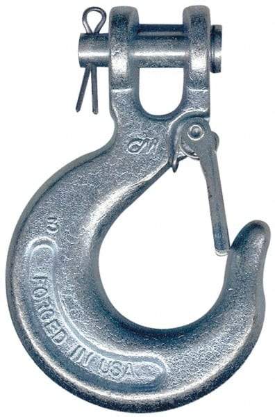 CM - 7/16 Inch Chain Diameter, Grade 43 Clevis Hook - 7,200 Lbs. Load Capacity, 0.58 Inch Inside Diameter, 1/2 Inch Pin Diameter, 1.02 Inch Hook Throat, 5.56 Inch Overall Length, 3.91 Inch Hook Width - Industrial Tool & Supply