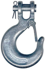 CM - 3/8 Inch Chain Diameter, Grade 43 Clevis Hook - 5,400 Lbs. Load Capacity, 1/2 Inch Inside Diameter, 0.44 Inch Pin Diameter, 0.86 Inch Hook Throat, 4.81 Inch Overall Length, 3.2 Inch Hook Width - Industrial Tool & Supply