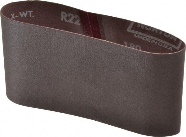 Norton - 3-1/2" Wide x 15-1/2" OAL, 180 Grit, Aluminum Oxide Abrasive Belt - Aluminum Oxide, Very Fine, Coated, Series R228 - Industrial Tool & Supply