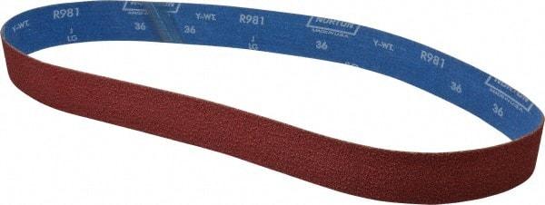 Norton - 2" Wide x 48" OAL, 36 Grit, Ceramic Abrasive Belt - Ceramic, Very Coarse, Coated, Y Weighted Cloth Backing, Series R981 - Industrial Tool & Supply