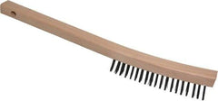 Weiler - 3 Rows x 19 Columns Steel Scratch Brush - 5-1/2" Brush Length, 14" OAL, 1-3/16" Trim Length, Wood Curved Handle - Industrial Tool & Supply