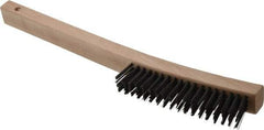 Weiler - 4 Rows x 18 Columns Steel Scratch Brush - 6" Brush Length, 14" OAL, 1-3/16" Trim Length, Wood Curved Handle - Industrial Tool & Supply