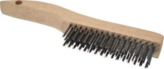 Weiler - 4 Rows x 16 Columns Steel Scratch Brush - 5" Brush Length, 10" OAL, 1-3/16" Trim Length, Wood Shoe Handle - Industrial Tool & Supply