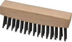 Weiler - 3 Rows x 15 Columns Steel Scratch Brush - 4-1/2" Brush Length, 4-5/8" OAL, 1-1/8" Trim Length, Wood Straight Handle - Industrial Tool & Supply