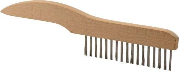 Weiler - 1 Rows x 17 Columns Stainless Steel Scratch Brush - 5" Brush Length, 10" OAL, 1-1/16" Trim Length, Wood Shoe Handle - Industrial Tool & Supply