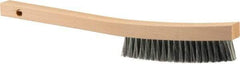 Weiler - 3 Rows x 19 Columns Steel Plater Brush - 5-1/2" Brush Length, 13" OAL, 1" Trim Length, Wood Curved Handle - Industrial Tool & Supply