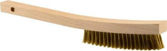 Weiler - 3 Rows x 19 Columns Brass Plater Brush - 5-1/2" Brush Length, 13" OAL, 1" Trim Length, Wood Curved Handle - Industrial Tool & Supply
