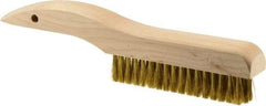 Weiler - 4 Rows x 18 Columns Brass Plater Brush - 5" Brush Length, 10" OAL, 1" Trim Length, Wood Shoe Handle - Industrial Tool & Supply