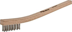 Weiler - 3 Rows x 7 Columns Stainless Steel Scratch Brush - 7-1/2" OAL, 1/2" Trim Length, Wood Toothbrush Handle - Industrial Tool & Supply