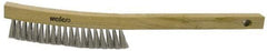 Weiler - 4 Rows x 19 Columns Stainless Steel Plater Brush - 5-1/2" Brush Length, 13" OAL, 1" Trim Length, Wood Curved Handle - Industrial Tool & Supply