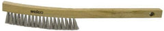 Weiler - 4 Rows x 18 Columns Stainless Steel Plater Brush - 5" Brush Length, 10" OAL, 1" Trim Length, Wood Shoe Handle - Industrial Tool & Supply