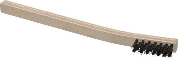 Weiler - 3 Rows x 7 Columns Nylon Scratch Brush - 7-1/2" OAL, 1/2" Trim Length, Wood Curved Handle - Industrial Tool & Supply