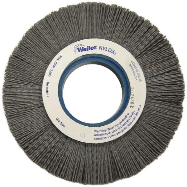 Weiler - 6" OD, 2" Arbor Hole, Crimped Nylon Wheel Brush - 1" Face Width, 1-1/4" Trim Length, 0.06" Filament Diam, 3,600 RPM - Industrial Tool & Supply