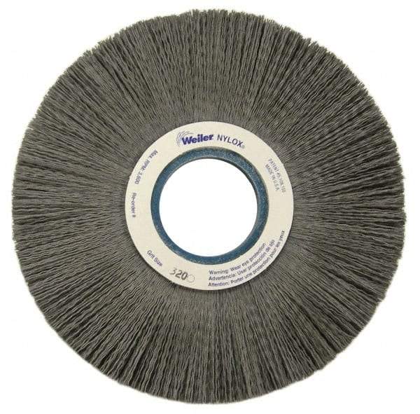 Weiler - 8" OD, 2" Arbor Hole, Crimped Nylon Wheel Brush - 1" Face Width, 2-1/4" Trim Length, 0.018" Filament Diam, 3,600 RPM - Industrial Tool & Supply