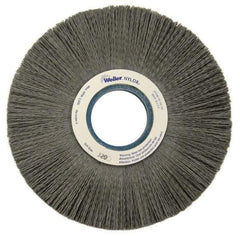 Weiler - 8" OD, 2" Arbor Hole, Crimped Nylon Wheel Brush - 1" Face Width, 2-1/4" Trim Length, 0.022" Filament Diam, 3,600 RPM - Industrial Tool & Supply