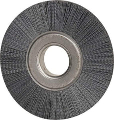 Weiler - 8" OD, 2" Arbor Hole, Crimped Nylon Wheel Brush - 1" Face Width, 2-1/4" Trim Length, 0.035" Filament Diam, 3,600 RPM - Industrial Tool & Supply