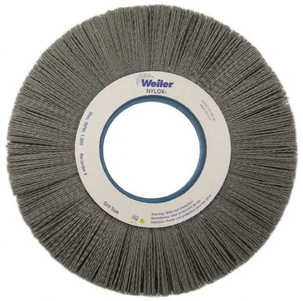 Weiler - 10" OD, 2" Arbor Hole, Crimped Nylon Wheel Brush - 1" Face Width, 3" Trim Length, 0.022" Filament Diam, 3,600 RPM - Industrial Tool & Supply