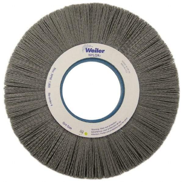 Weiler - 10" OD, 2" Arbor Hole, Crimped Nylon Wheel Brush - 1" Face Width, 3" Trim Length, 0.035" Filament Diam, 3,600 RPM - Industrial Tool & Supply