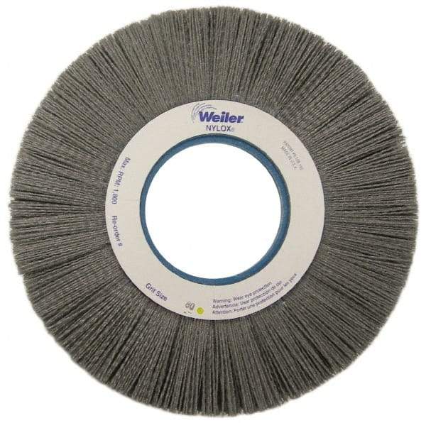 Weiler - 10" OD, 2" Arbor Hole, Crimped Nylon Wheel Brush - 1" Face Width, 3" Trim Length, 0.04" Filament Diam, 3,600 RPM - Industrial Tool & Supply