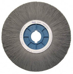 Weiler - 14" OD, 2" Arbor Hole, Crimped Nylon Wheel Brush - 1-1/8" Face Width, 3-3/4" Trim Length, 0.04" Filament Diam, 1,800 RPM - Industrial Tool & Supply