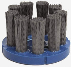 Weiler - 4" 320 Grit Silicon Carbide Crimped Disc Brush - Extra Fine Grade, Plain Hole Connector, 1-1/2" Trim Length, 7/8" Arbor Hole - Industrial Tool & Supply