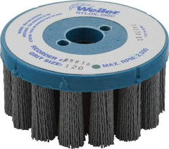 Weiler - 4" 120 Grit Silicon Carbide Crimped Disc Brush - Fine Grade, Plain Hole Connector, 1-1/2" Trim Length, 7/8" Arbor Hole - Industrial Tool & Supply