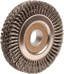 Weiler - 10" OD, 2" Arbor Hole, Knotted Steel Wheel Brush - 1-3/4" Face Width, 1-3/4" Trim Length, 0.023" Filament Diam, 4,500 RPM - Industrial Tool & Supply