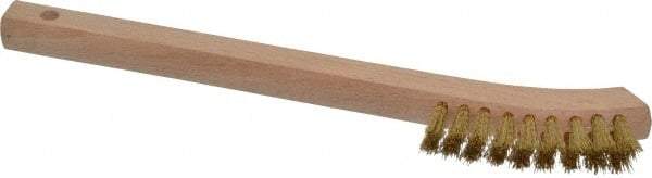 Weiler - 2 Rows x 9 Columns Brass Scratch Brush - 8-3/4" OAL, 5/8" Trim Length, Wood Toothbrush Handle - Industrial Tool & Supply