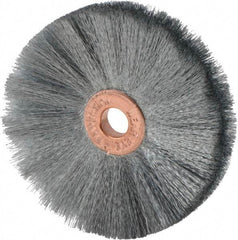 Weiler - 2" OD, 1/4" Arbor Hole, Crimped Steel Wheel Brush - 3/8" Face Width, 3/4" Trim Length, 0.003" Filament Diam, 20,000 RPM - Industrial Tool & Supply