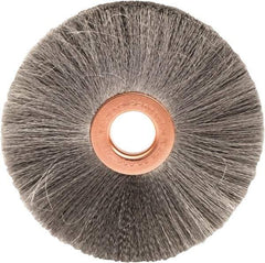 Weiler - 3" OD, 1/2" Arbor Hole, Crimped Steel Wheel Brush - 5/8" Face Width, 1" Trim Length, 0.003" Filament Diam, 20,000 RPM - Industrial Tool & Supply