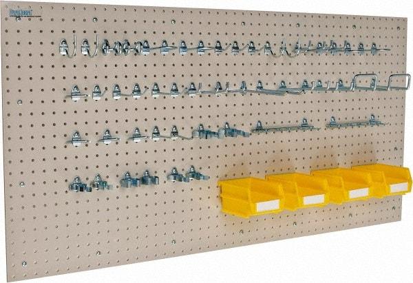 Triton - 48" Wide x 24" High Storage Peg Board, Hooks & Spacers - 2 Panels, 44 Hooks, Polypropylene Board, Steel Hooks, White - Industrial Tool & Supply