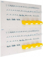 Triton - 48" Wide x 24" High Storage Peg Board, Hooks & Spacers - 4 Panels, 88 Hooks, Polypropylene Board, Steel Hooks, White - Industrial Tool & Supply