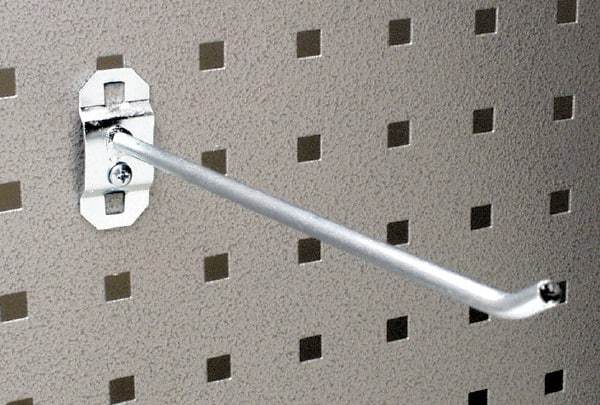 Triton - 1/4" Diam, 8" Long Single Angled End Pegboard Hook - 8-3/4" Projection, 30° Bend, 1/2" Bend Length, Steel - Industrial Tool & Supply