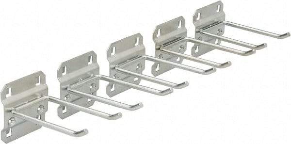 Triton - 3/16" Diam, 3" Long Double Arm Pegboard Hook - 3-3/4" Projection, 30° Bend, 1/2" Bend Length, Steel - Industrial Tool & Supply