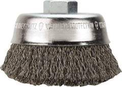 Milwaukee Tool - 4" OD, 5/8" Arbor Hole, Crimped Stainless Steel Wheel Brush - 1/2" Face Width, 3/4" Trim Length, 0.014" Filament Diam, 12,000 RPM - Industrial Tool & Supply