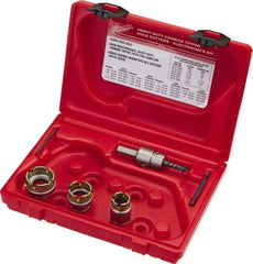 Milwaukee Tool - 5 Piece, 7/8" to 1-3/8" Saw Diam, Electrician's Hole Saw Kit - Carbide-Tipped, Gulleted Edge, Pilot Drill Model No. 49-57-0035, 49-57-0038, Includes 3 Hole Saws - Industrial Tool & Supply